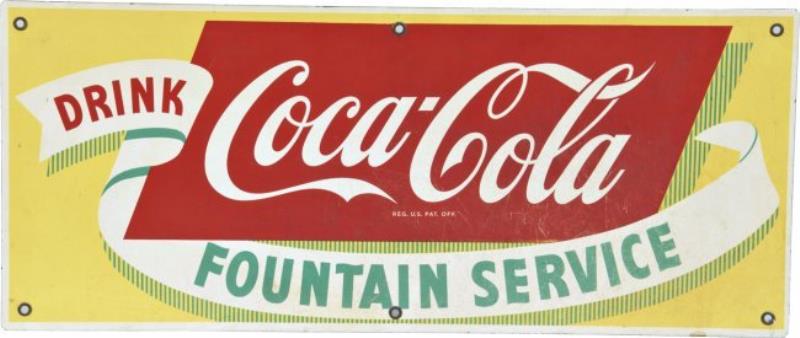 Drink Coca Cola Fountain Service Porcelain Sign