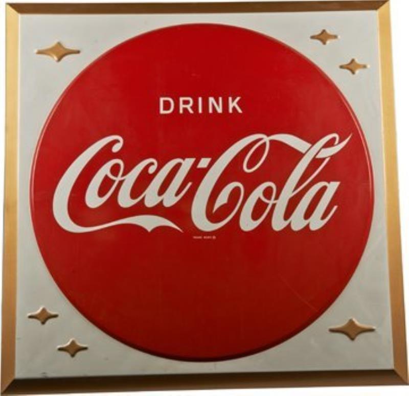 Drink Coca Cola Self-Framed Metal Advertising Sign.