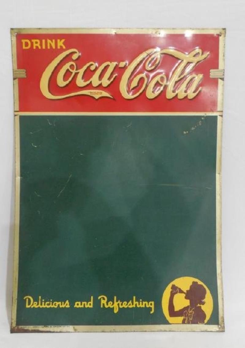 Tin Embossed Coca Cola Chalkboard Advertisement