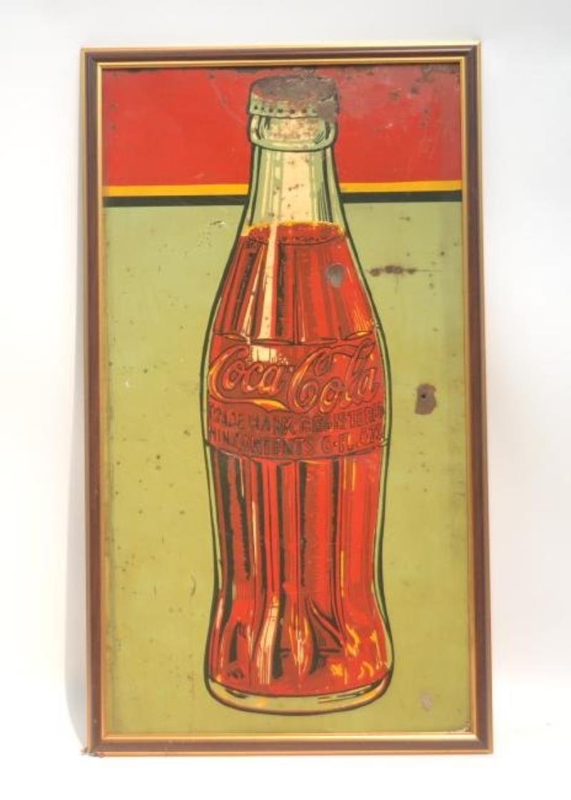 VINTAGE COCA COLA LITHOGRAPHED METAL SIGN