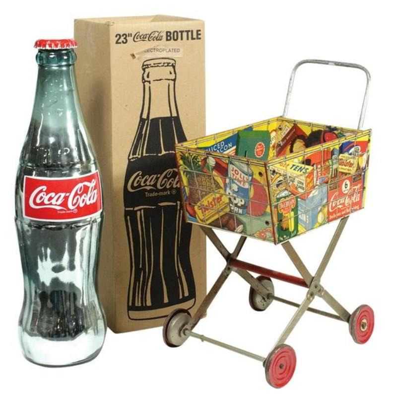 Coca-Cola (2), "Electroplated" oversized glass display