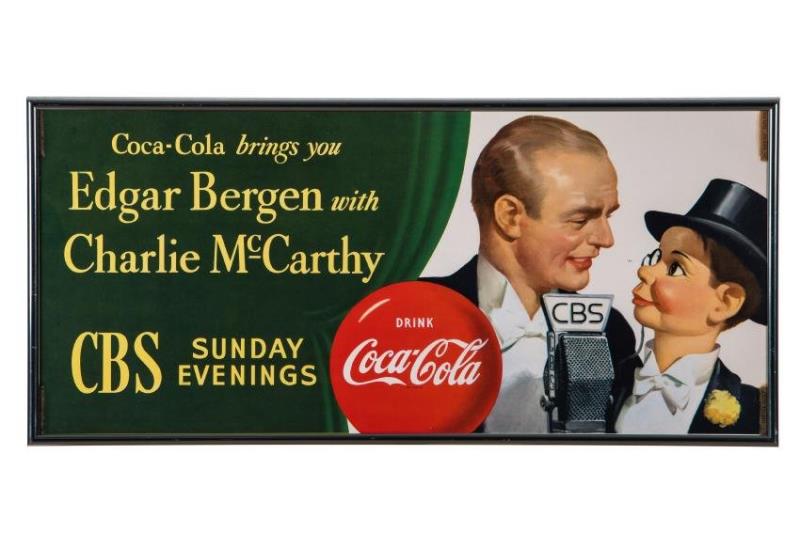 Coca Cola Edgar Bergan Framed Cardboard Sign
