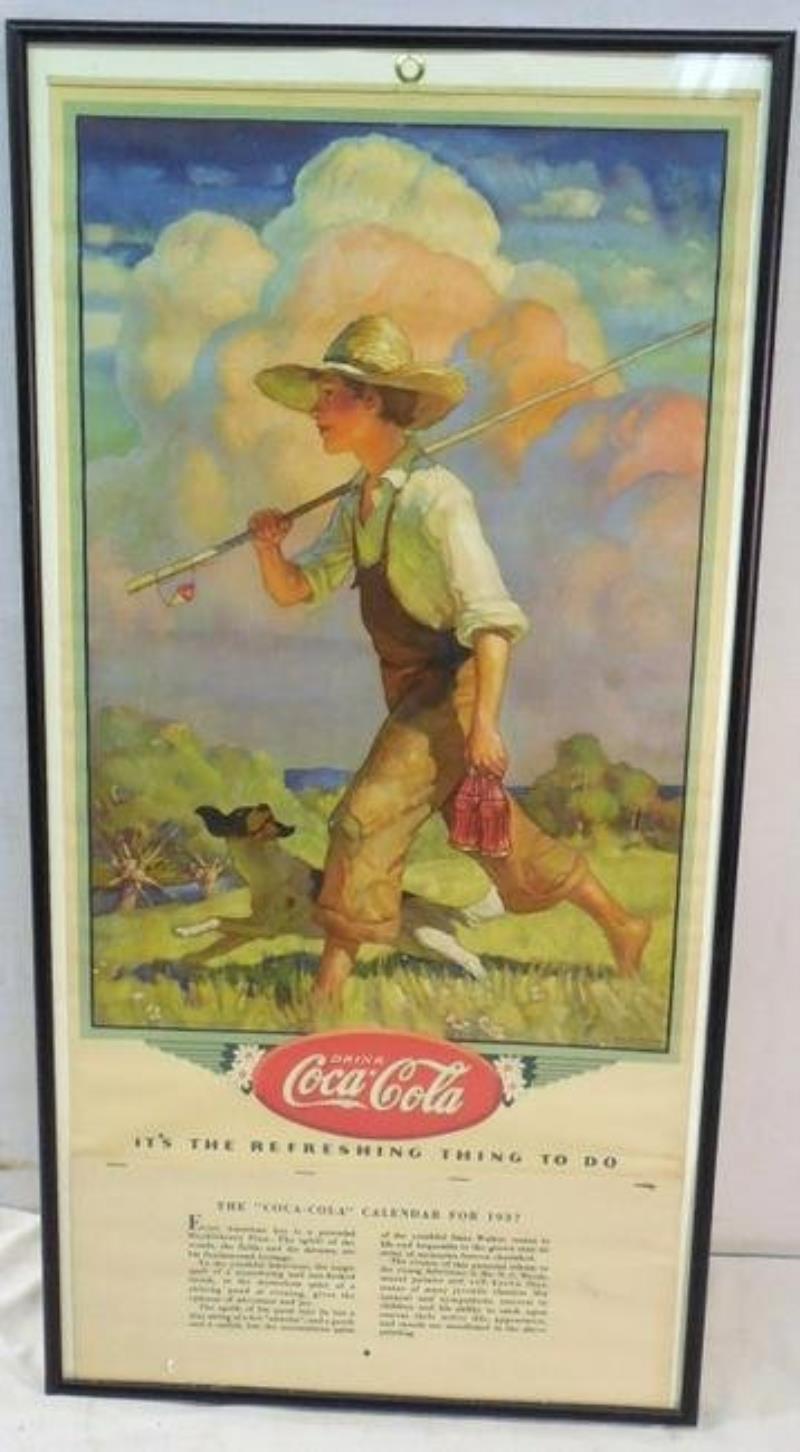 1937 Coca-Cola calendar framed 26 1/4" x 13 1/4"