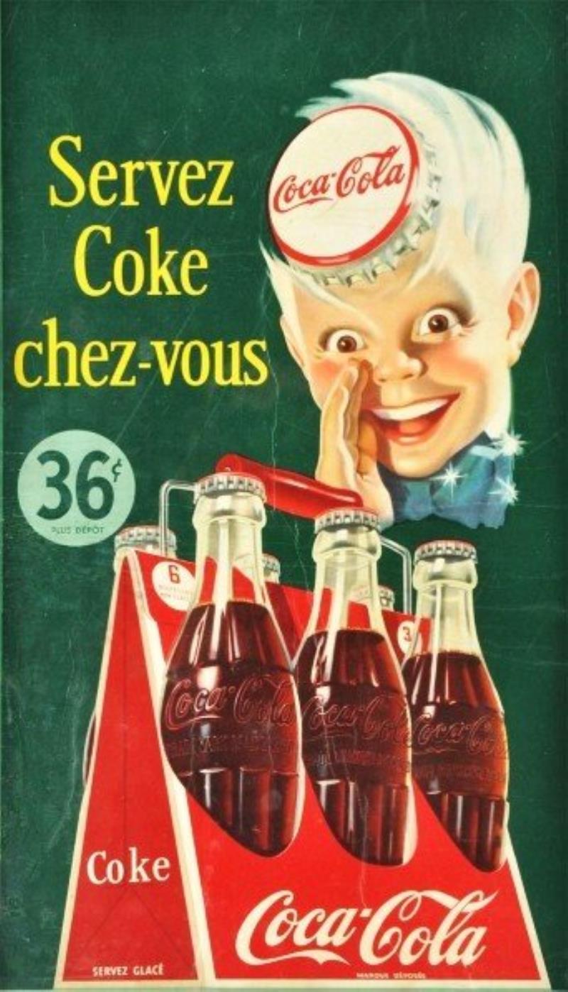 Cardboard French-Canadian Coca-Cola Poster