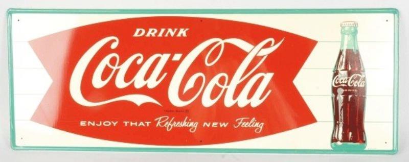 Tin Coca-Cola Fishtail Sign.