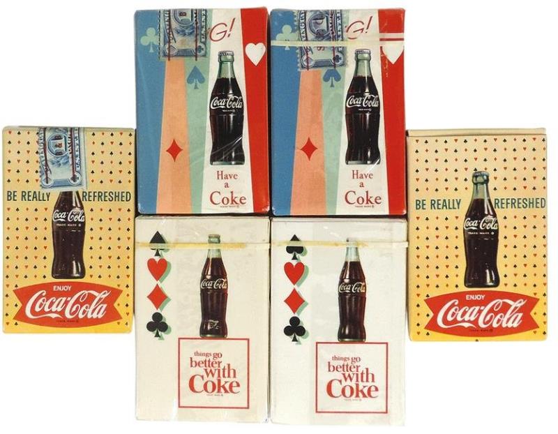 Coca-Cola Playing Card Decks (6), all 1960s, 5 sealed