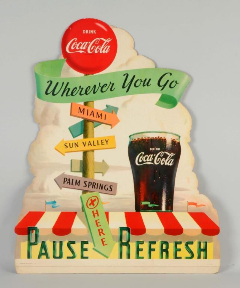 1951 Coca-Cola Diecut Cardboard Easel Back Sign.