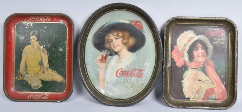 1913, 1914, & 1929 COCA COLA SERVING TRAYS