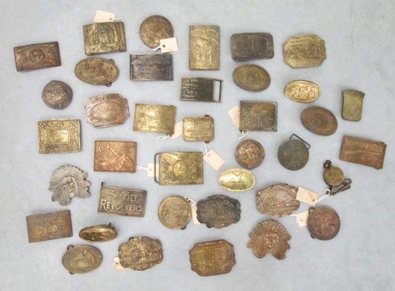 LARGE BRASS BELT BUCKLE LOT