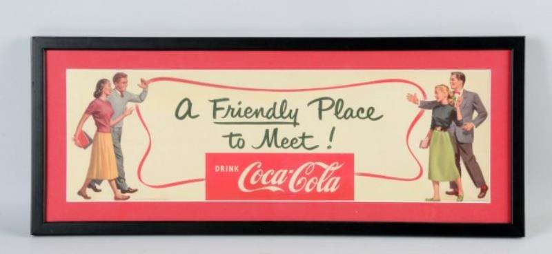 Coca - Cola Framed Cardboard Advertising Sign
