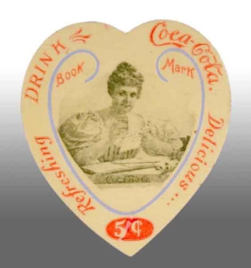 Celluloid Coca-Cola Heart-Shaped Bookmarker