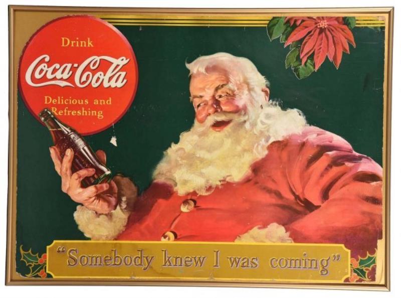 1940 Coca-Cola Diecut Cardboard Sign.