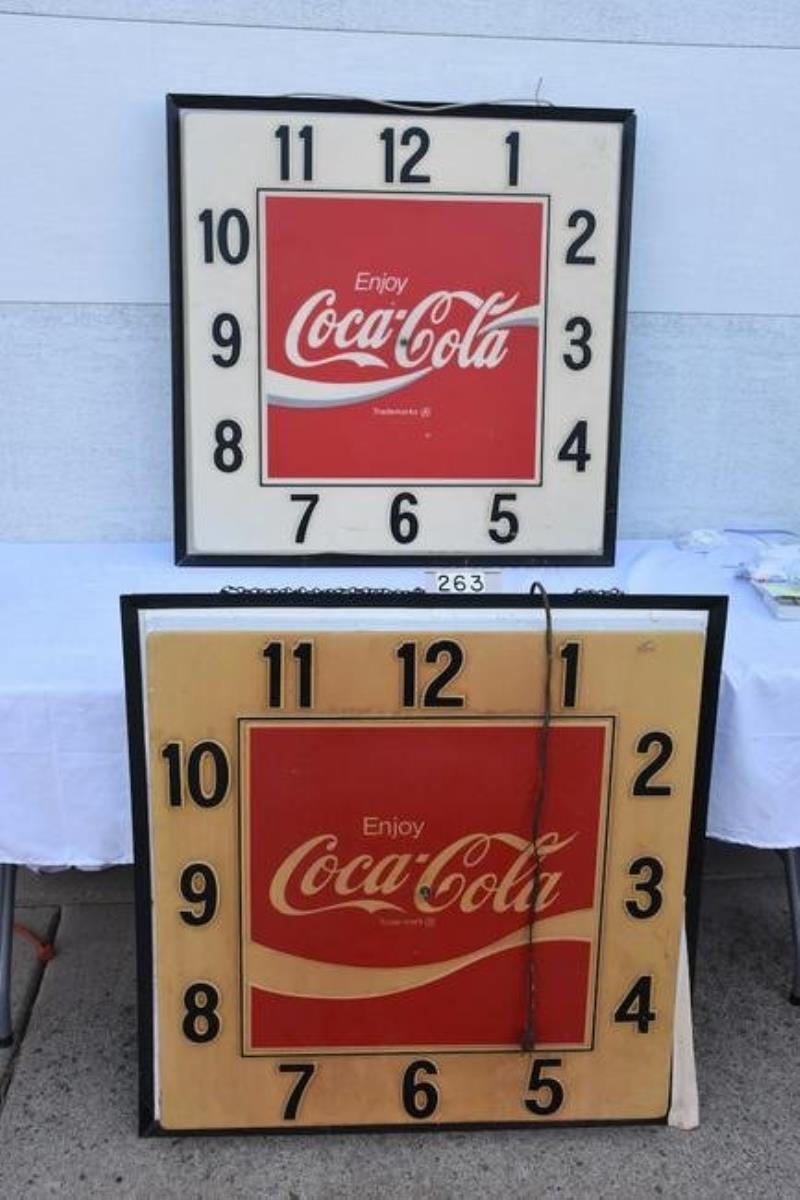 Large Coca Cola Hanging Clocks