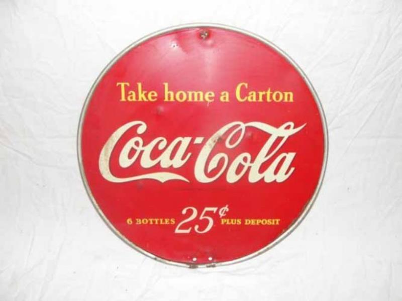 "Take Home a Carton" Coca Cola Round Sign