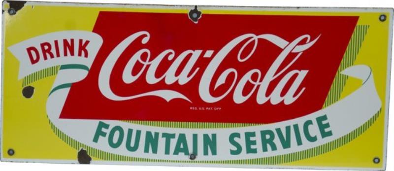 Drink Coca Cola Fountain Service Porcelain Sign
