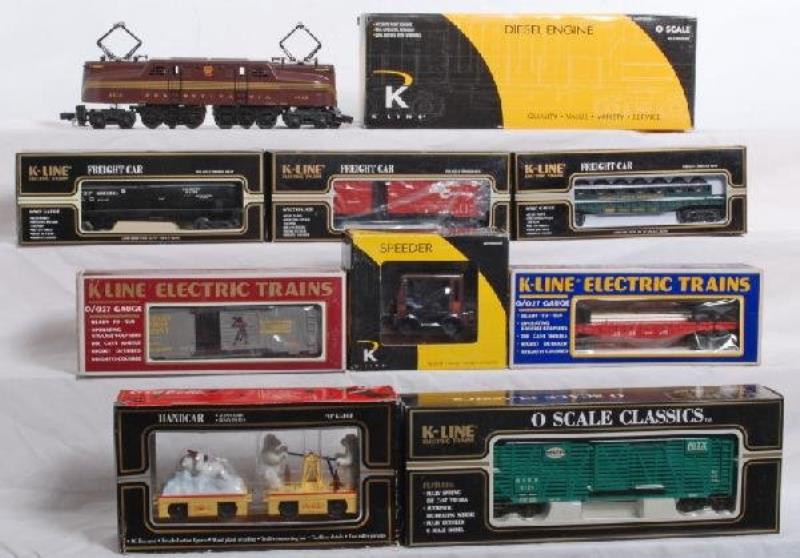 K Line Pennsy GG1, Hand car, speeder, 8 cars
