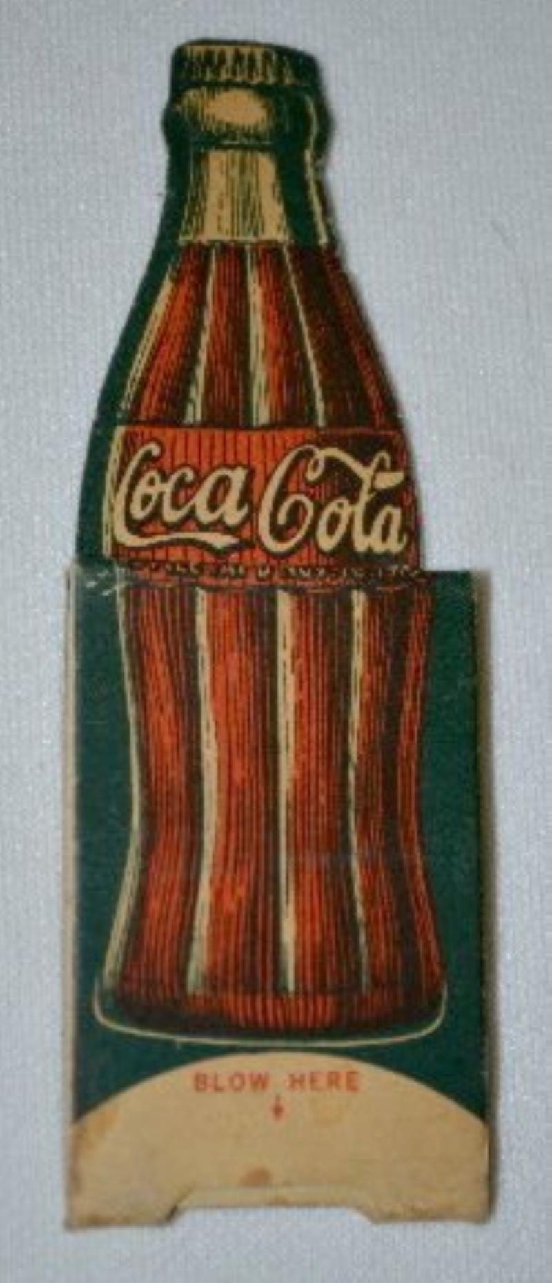Rare! 1915 Coca Cola Advertising Cardboard Whistle