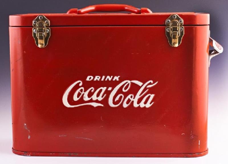Coca-Cola Metal Airline Cooler, c. 1950, one side