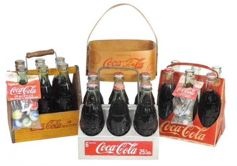 Coca-Cola Bottle Carriers (4), c.1940s wood, VG cond,