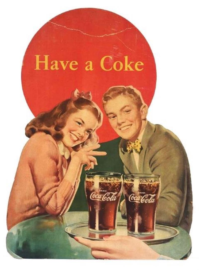 1948 Cardboard Coca-Cola Diecut Easel Back Sign.