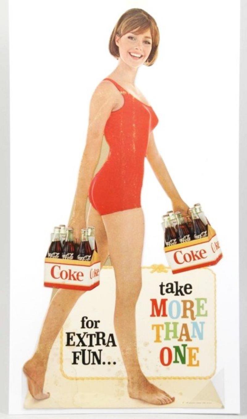 Cardboard Coca-Cola Die-Cut Sign.