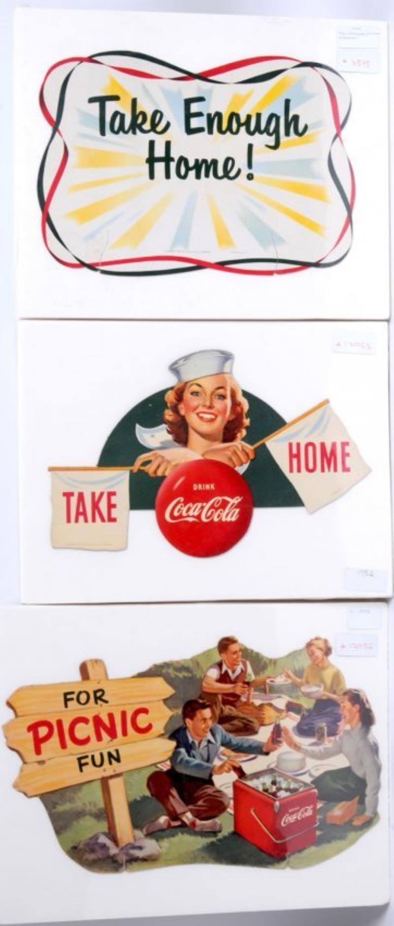 3 1950's COCA-COLA CARDBOARD ELEMENTS