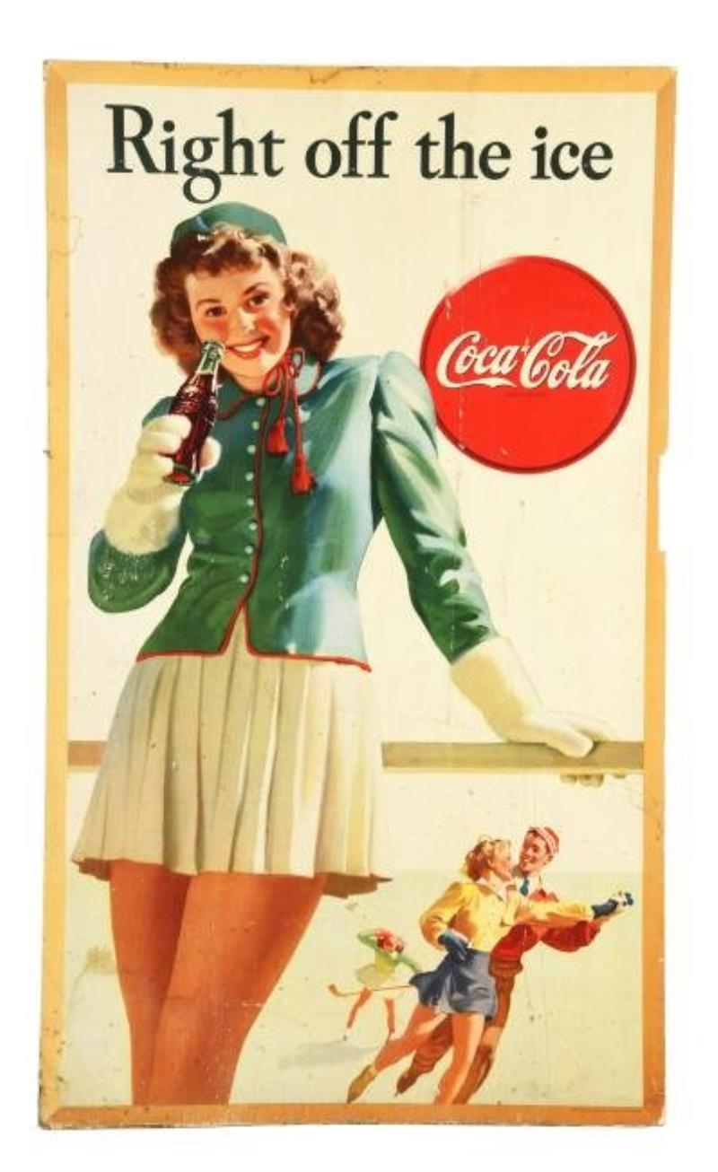 Right Off The Ice Coca-Cola Cardboard Sign