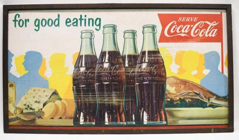 Vintage Coca-Cola Cardboard Framed Adv Sign