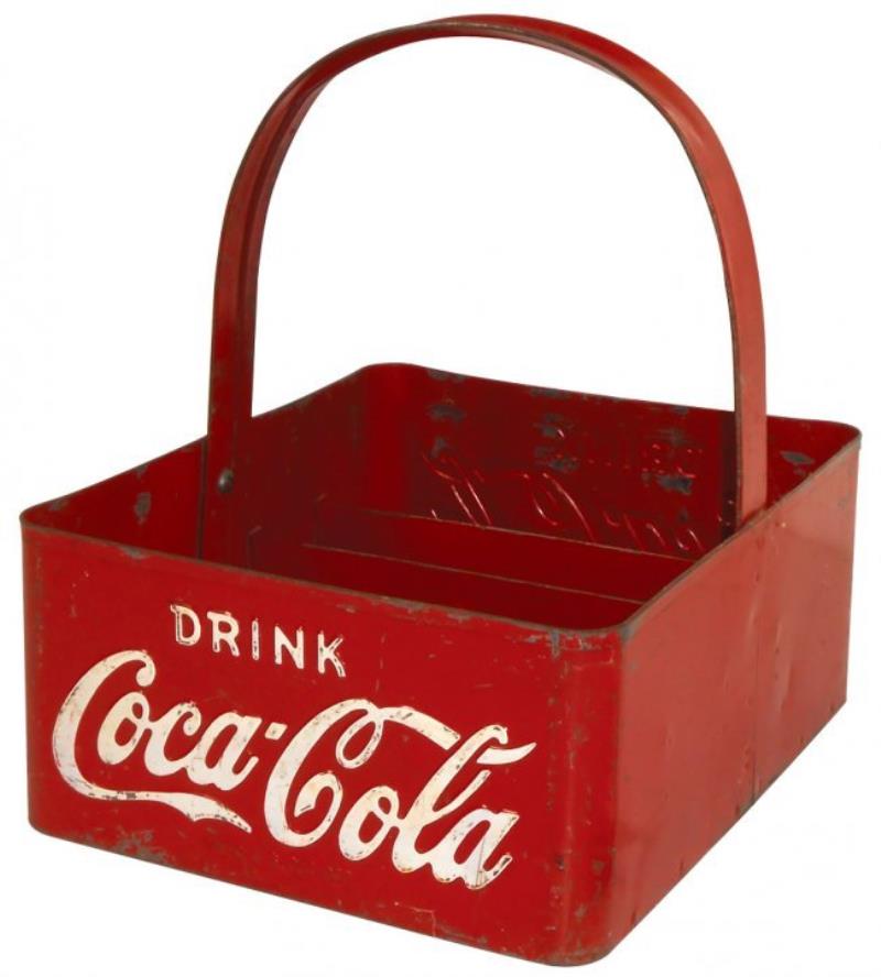 Coca-Cola stadium carrier, metal w/embossed "Drink
