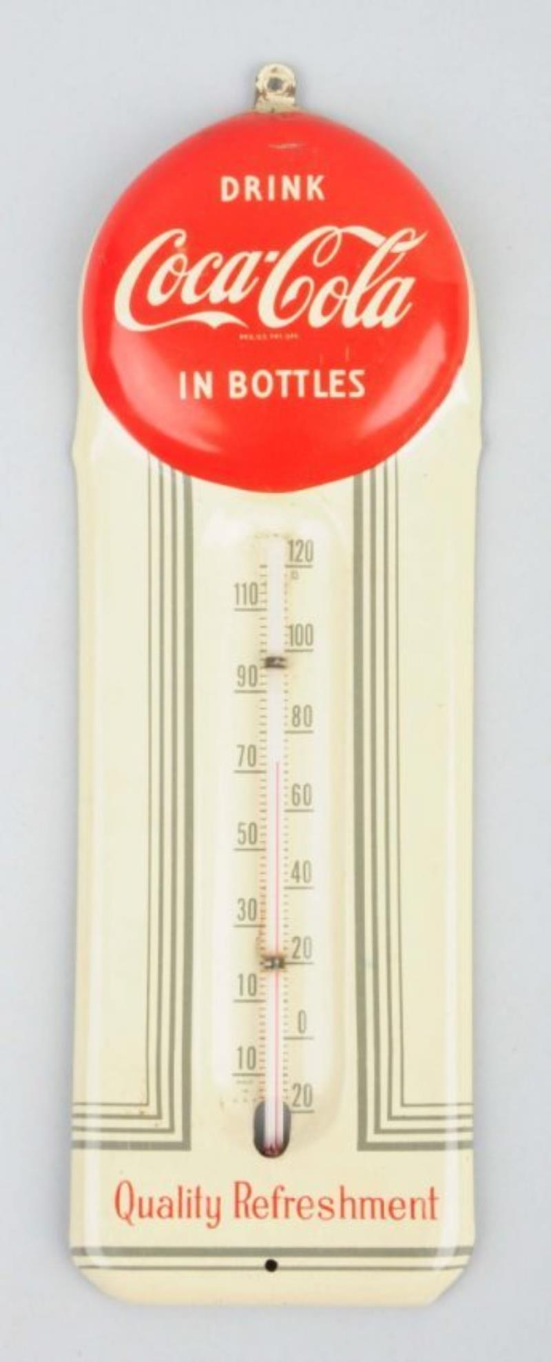 1950s Coca-Cola Tin Thermometer.