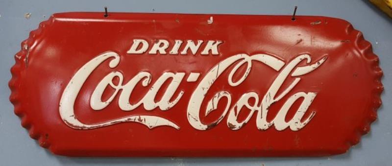 Unique Embossed Oval Coca Cola Sign