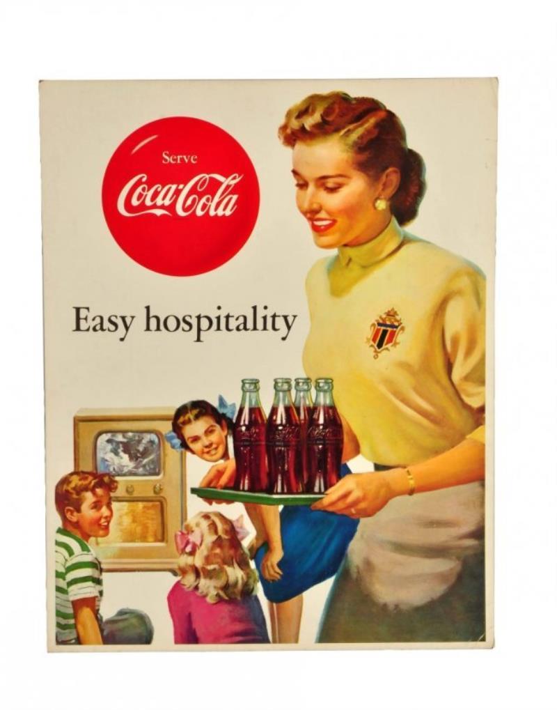 1950's Coca - Cola Light Cardboard Sign.