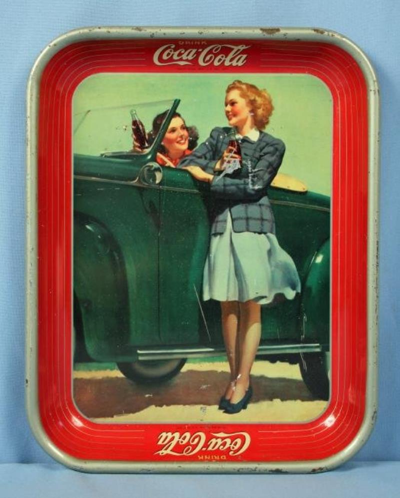 1942 Coca Cola Serving Tray with Ladies and Car
