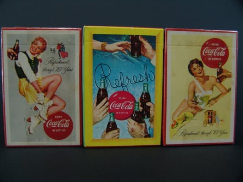 3 SEALED '50'S PACKS COCA-COLA PLAYING CARDS