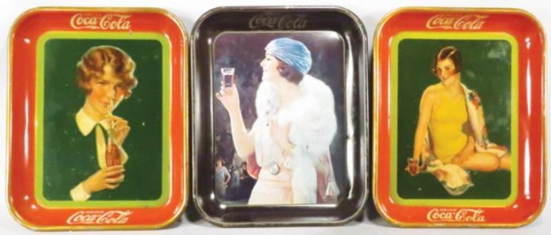 Collection of 3 Coca Cola Tin Serving Trays