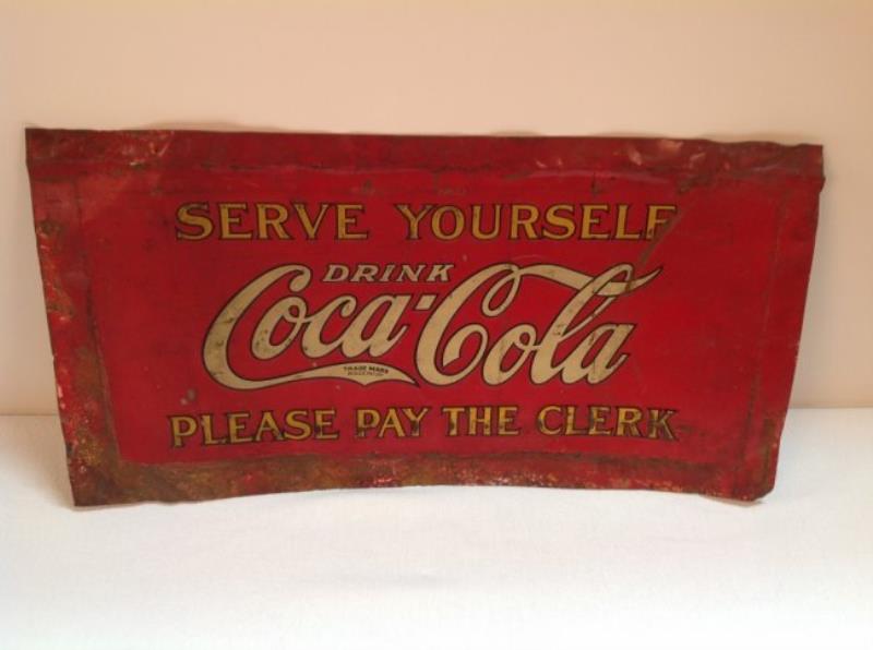 Metal Painted Drink Coca-Cola Serve Yourself Store Sign
