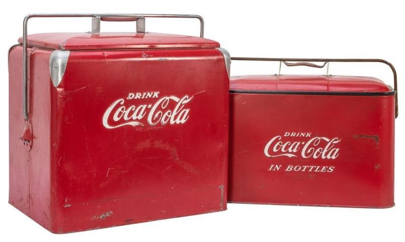 Pair of Coca-Cola Coolers. Classic red coolers with