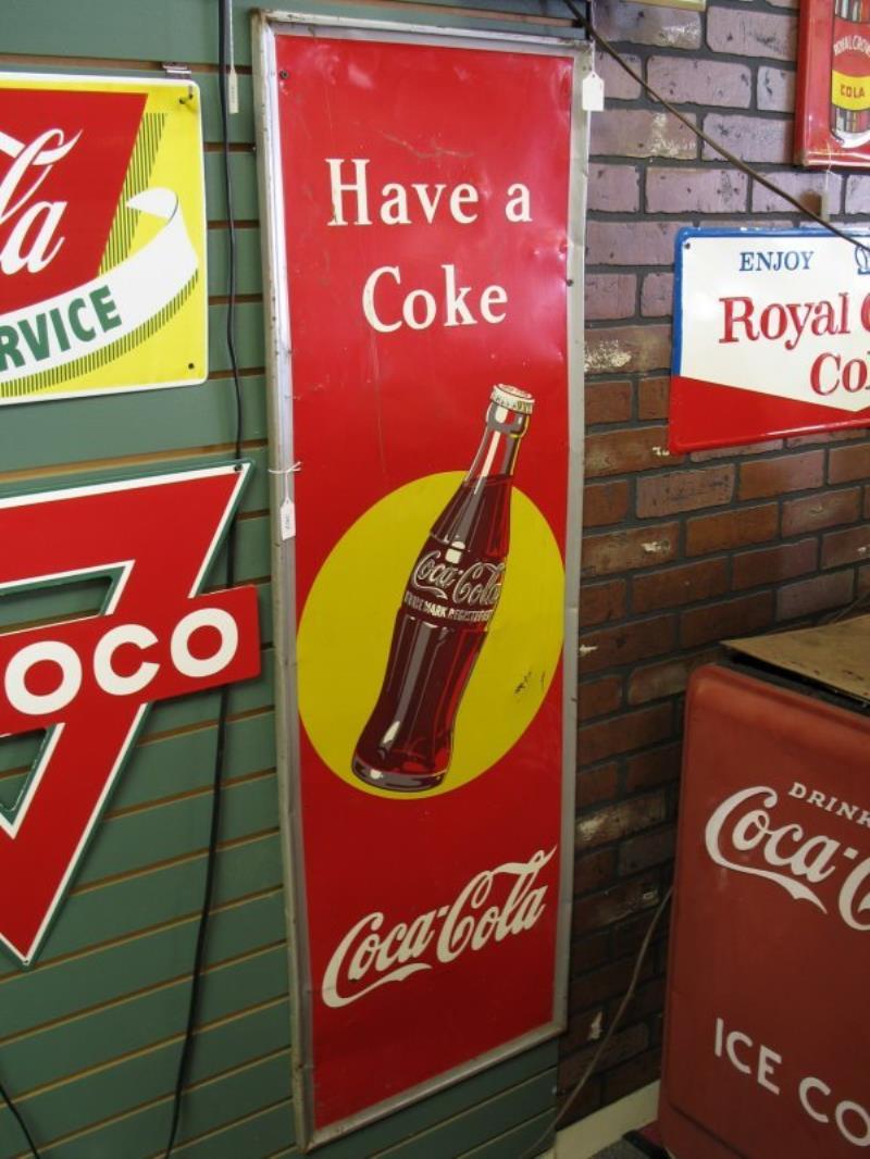 1940s COCA-COLA METAL SELF FRAMED TIN SIGN