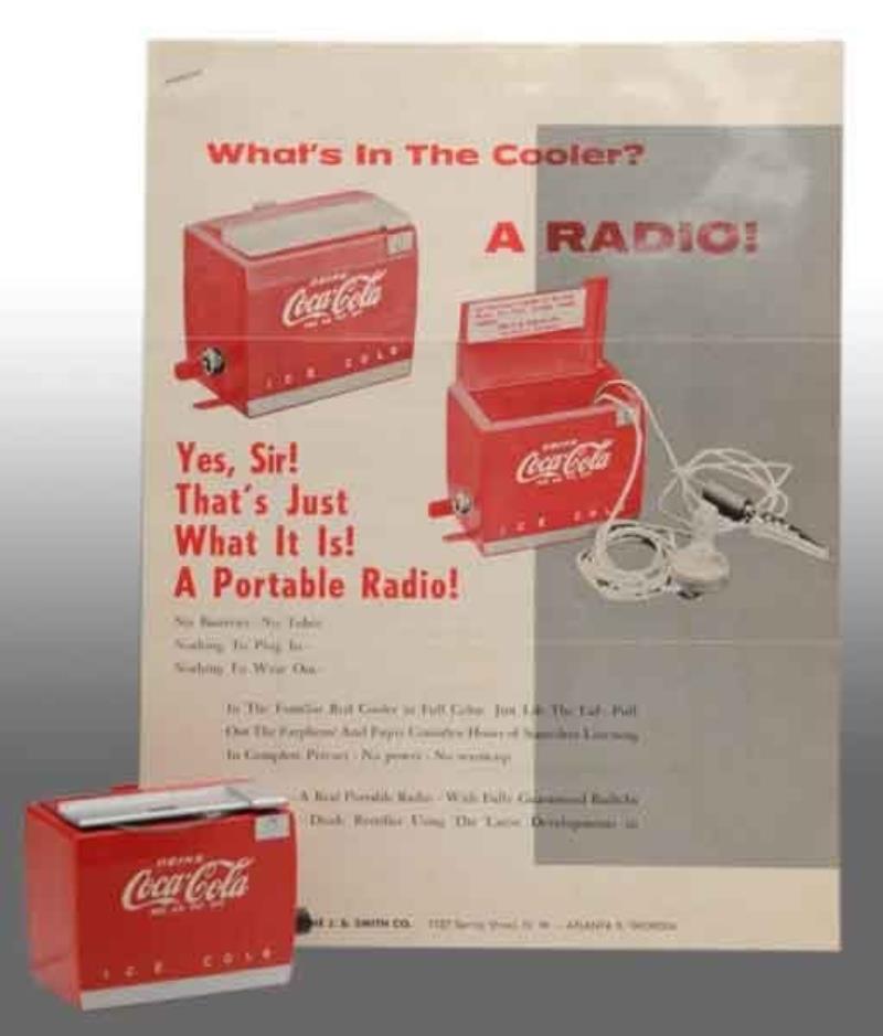 Plastic Coca-Cola Miniature Cooler Radio Set