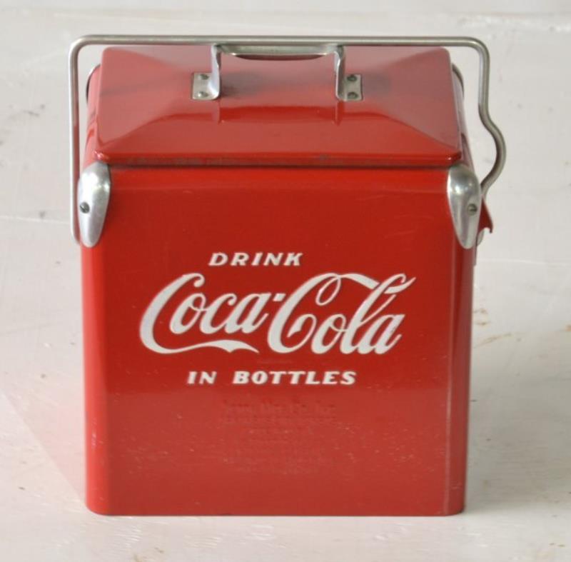 VINTAGE COCA COLA COOLER WITH OPENER ON SIDE BY