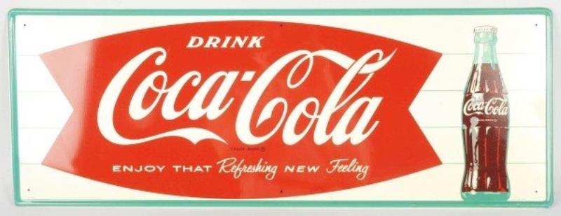 Tin Coca-Cola Fishtail Sign.