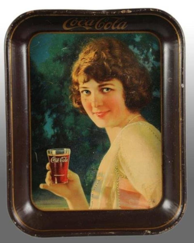 Coca-Cola Serving Tray with Brown Rim.