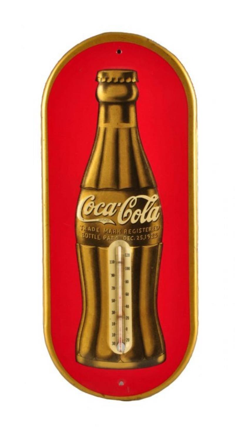 1930's Coca - Cola Embossed Tin Thermometer Value & Price Guide