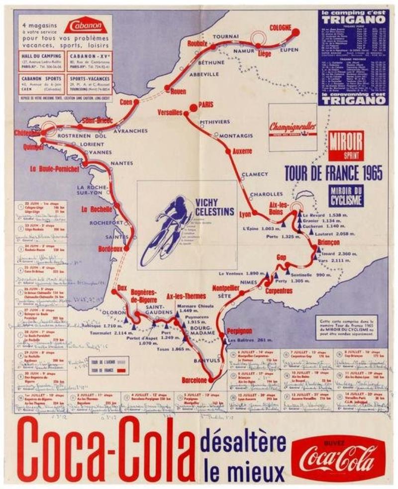 Sport Poster Bicycle Race Tour De France 1965 Cycling