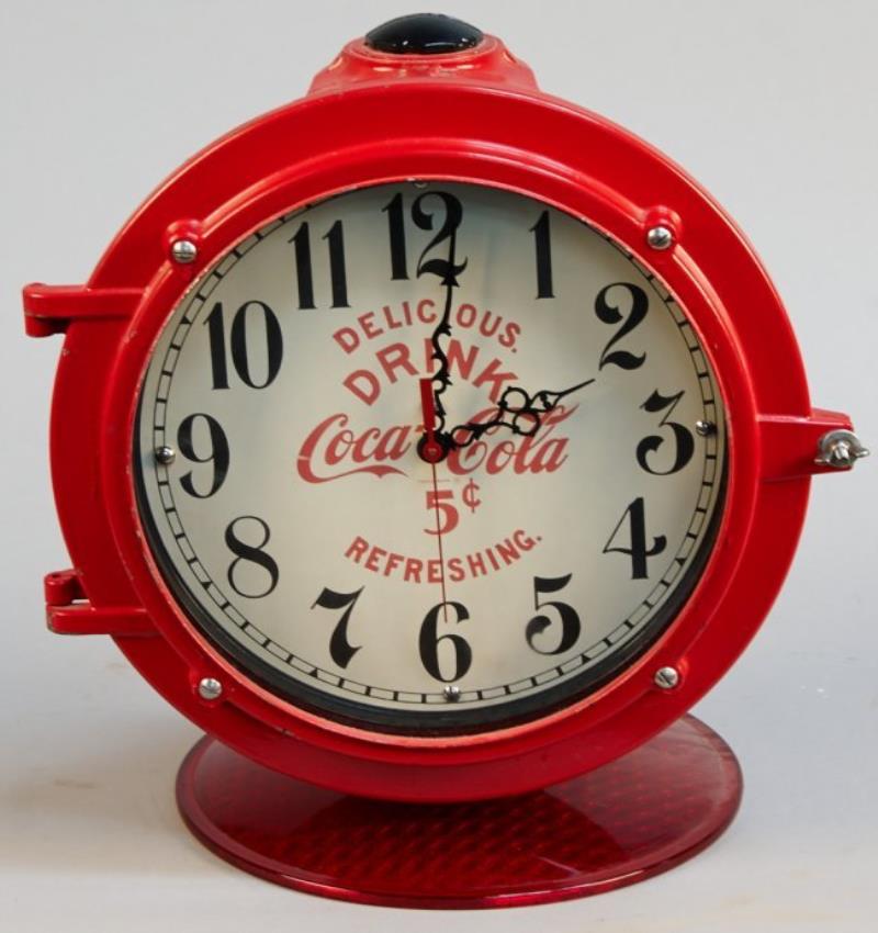 "Drink Coca Cola 5 Cents" Red Countertop Porthole Clock
