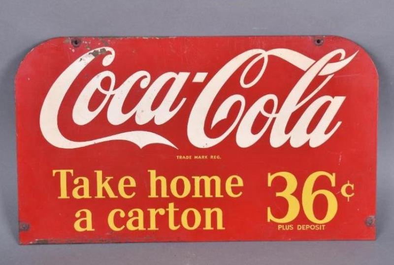 Coca-Cola "Take Home a Carton" 36Ã‚Â¢ Metal Rack Sign