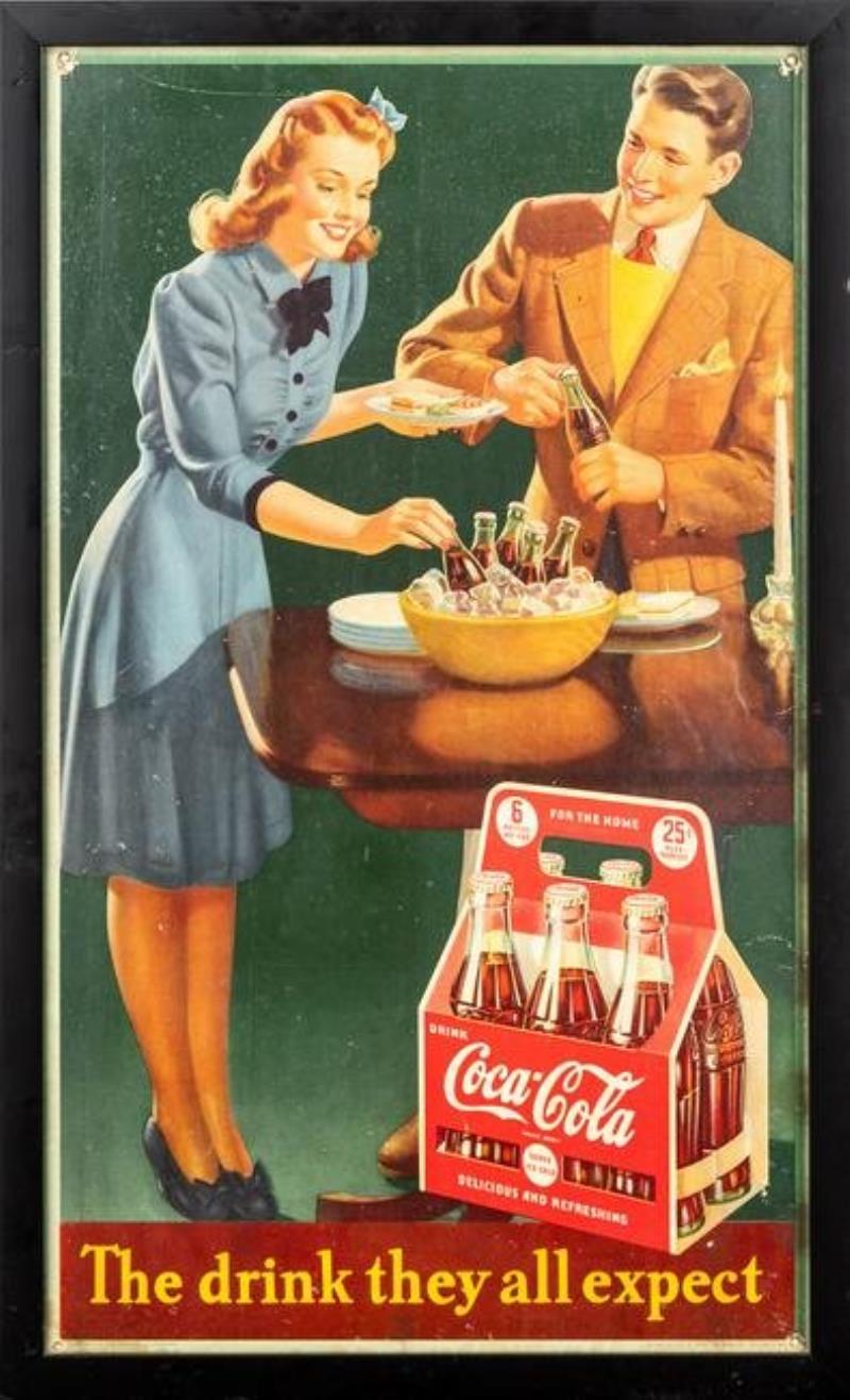Coca-Cola 1942 Cardboard Advertisement The Drink They
