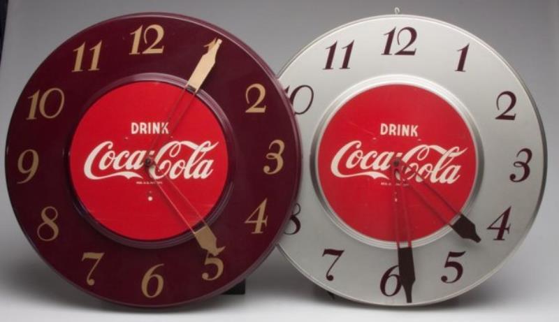 COCA-COLA ELECTRIC WALL CLOCKS, LOT OF TWO