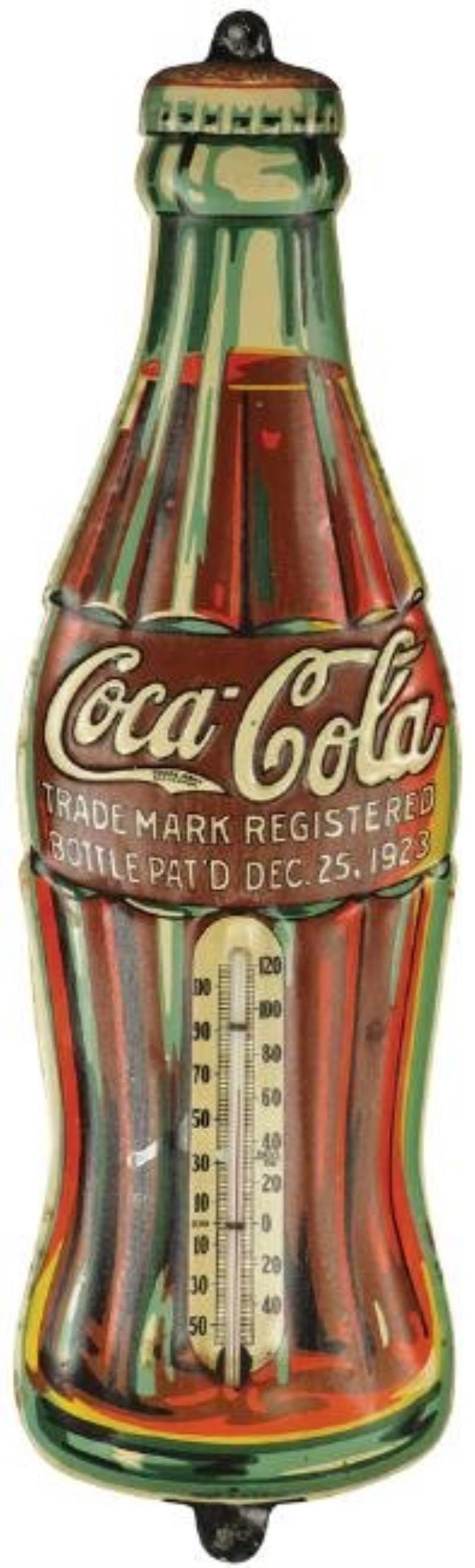 1936 Coca Cola Embossed Tin Thermometer