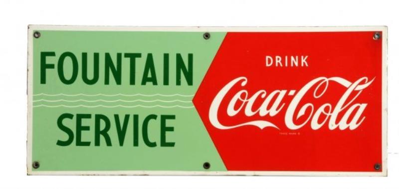 1950's Coca-Cola Porcelain Fountain Service Sign